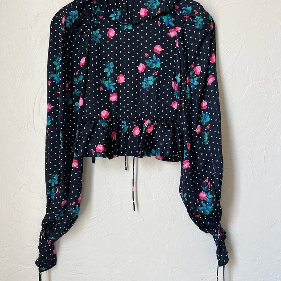 For Love & Lemons Rosen tie front black top size XXS - Picture 9 of 9